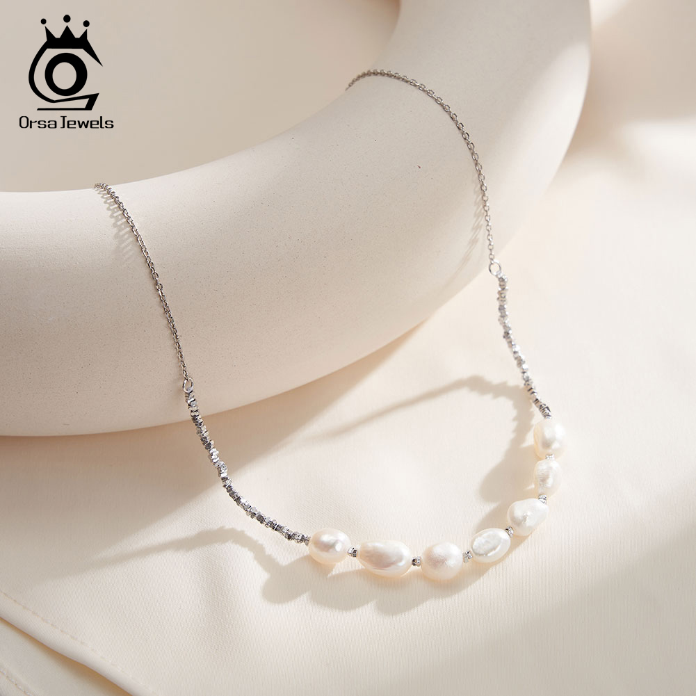 Pearl Choker Necklace Vintage - ORSA JEWELS Vintage-Nugget-Kettenhalskette aus 925er-Sterlingsilber mit