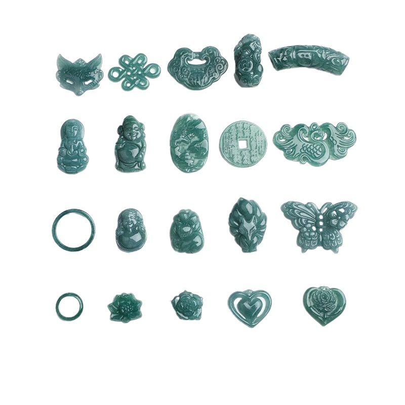 Earrings - 2 Stück natürlicher blauer Wasser-Jadeit-Jade-Herzfuchs-Anhänger für