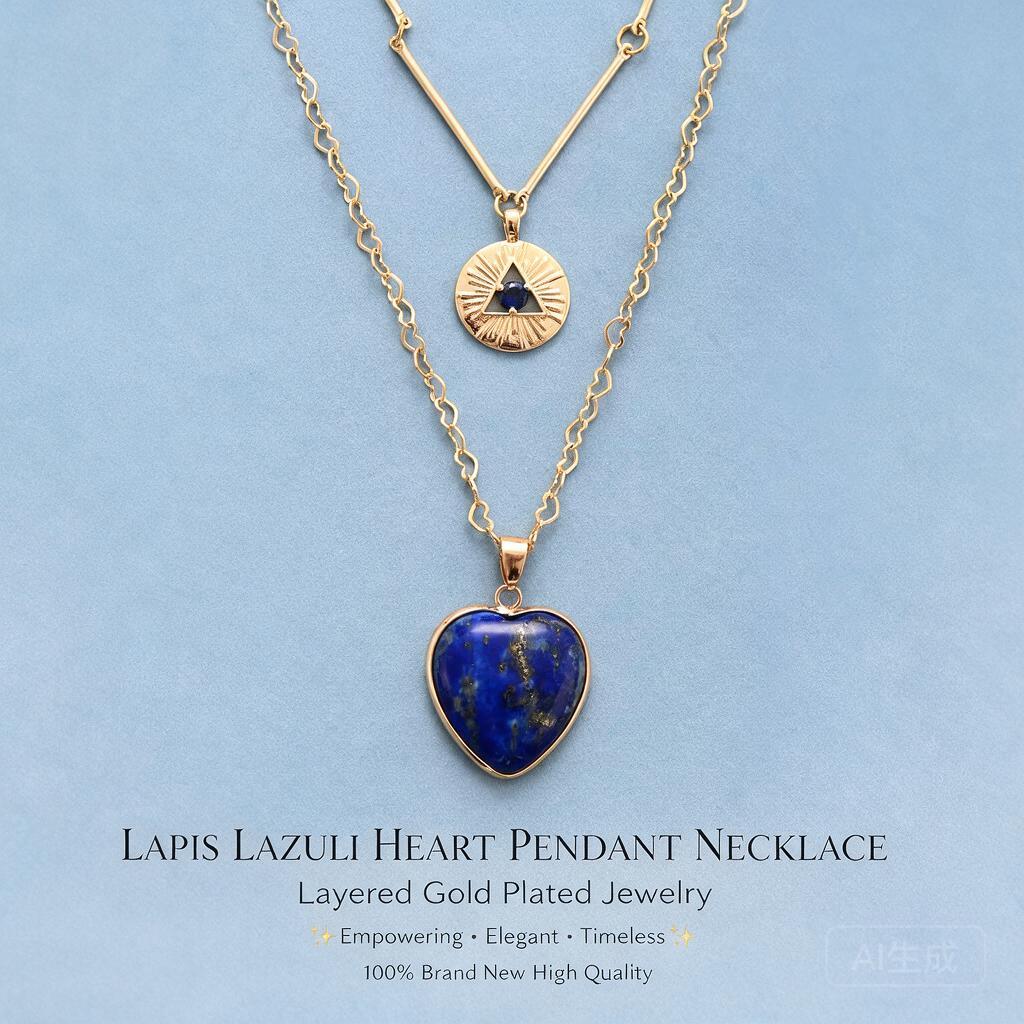 Layered Pendant Necklace Aesthetic - Mehrschichtige Halsketten mit natürlichen Edelsteinen, Herzanhänger,
