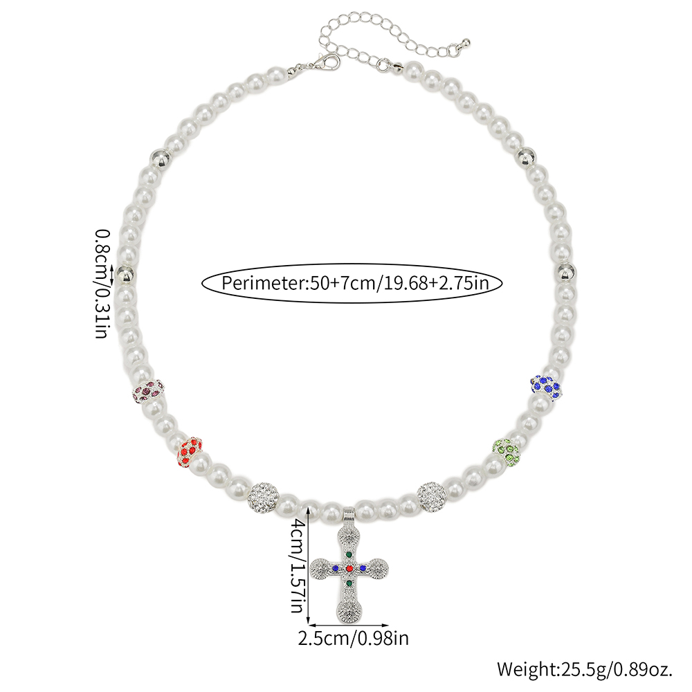 Steampunk Bunte Kristall Kreuz – Pearl Choker Necklace Vintage Bewertung und Preis